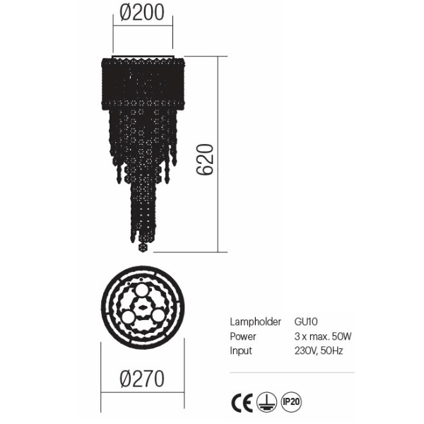 ITV CL3 10 60 Плафониера TREVI PL 3X50W GU10 CHROME, Incanti_small