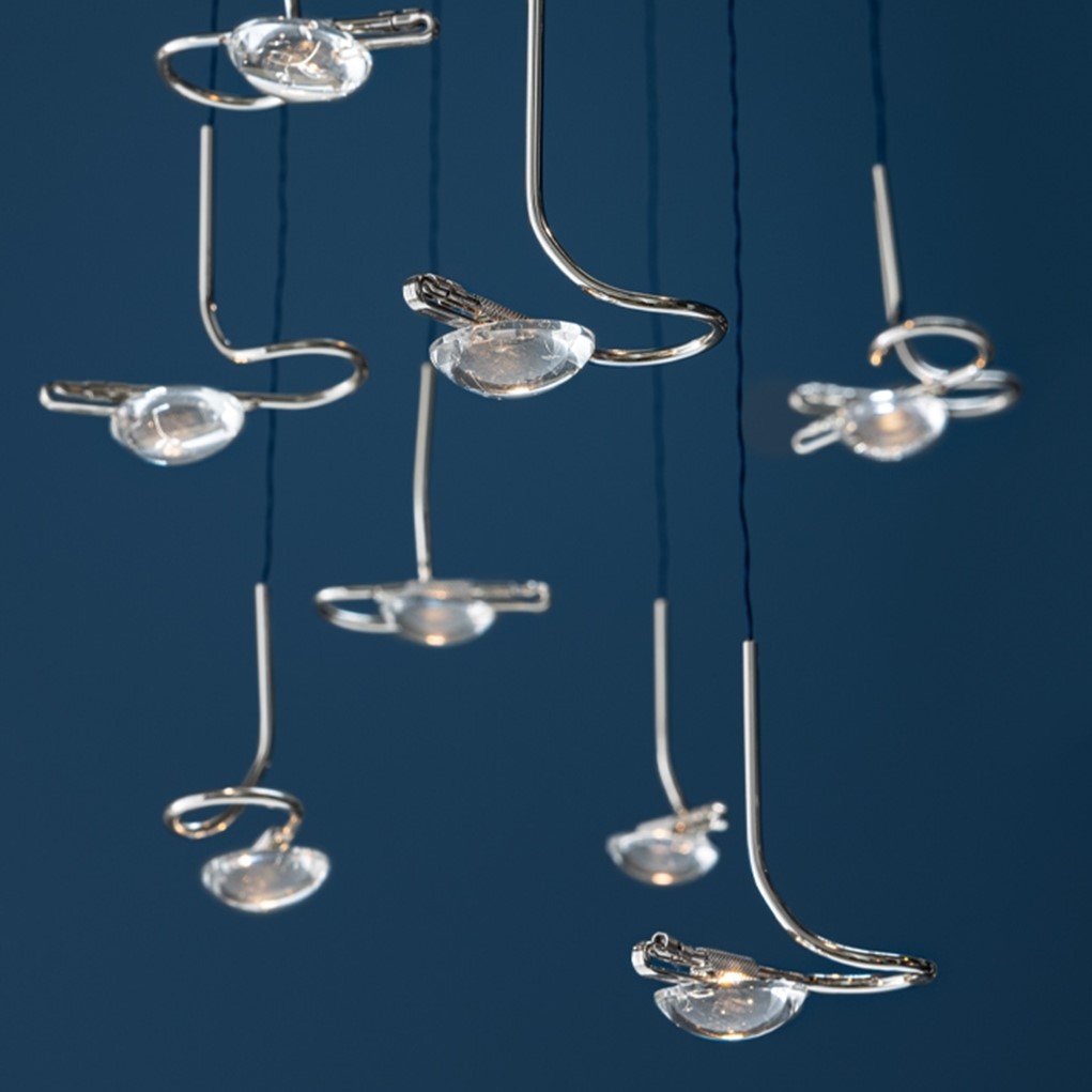 JO12QLVO Висяща лампа Jackie O 30x30 cm 12x1W 24V LED, satin steel, Catellani&Smith_small