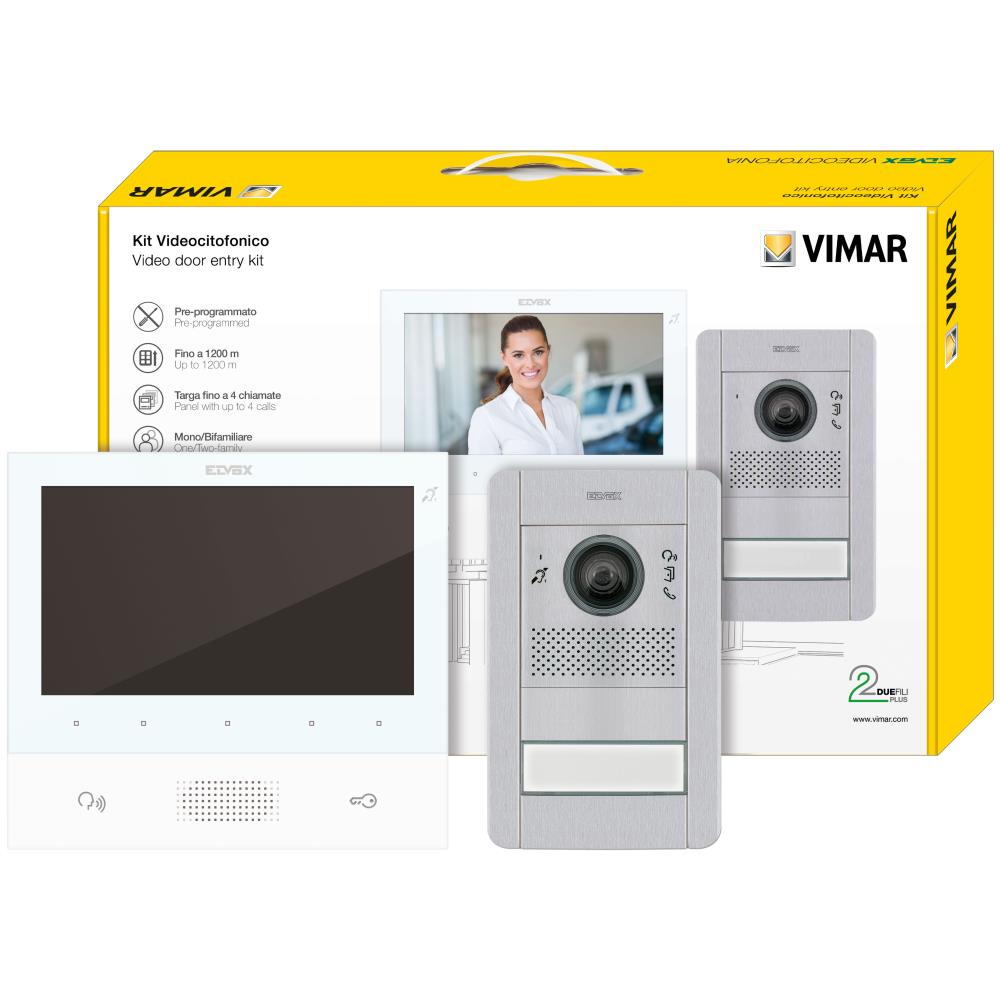 K40505G.01 Еднофамилен видеодомофонен комплект Due Fili Plus 7' hands-free LCD цветен дисплей Vimar_small