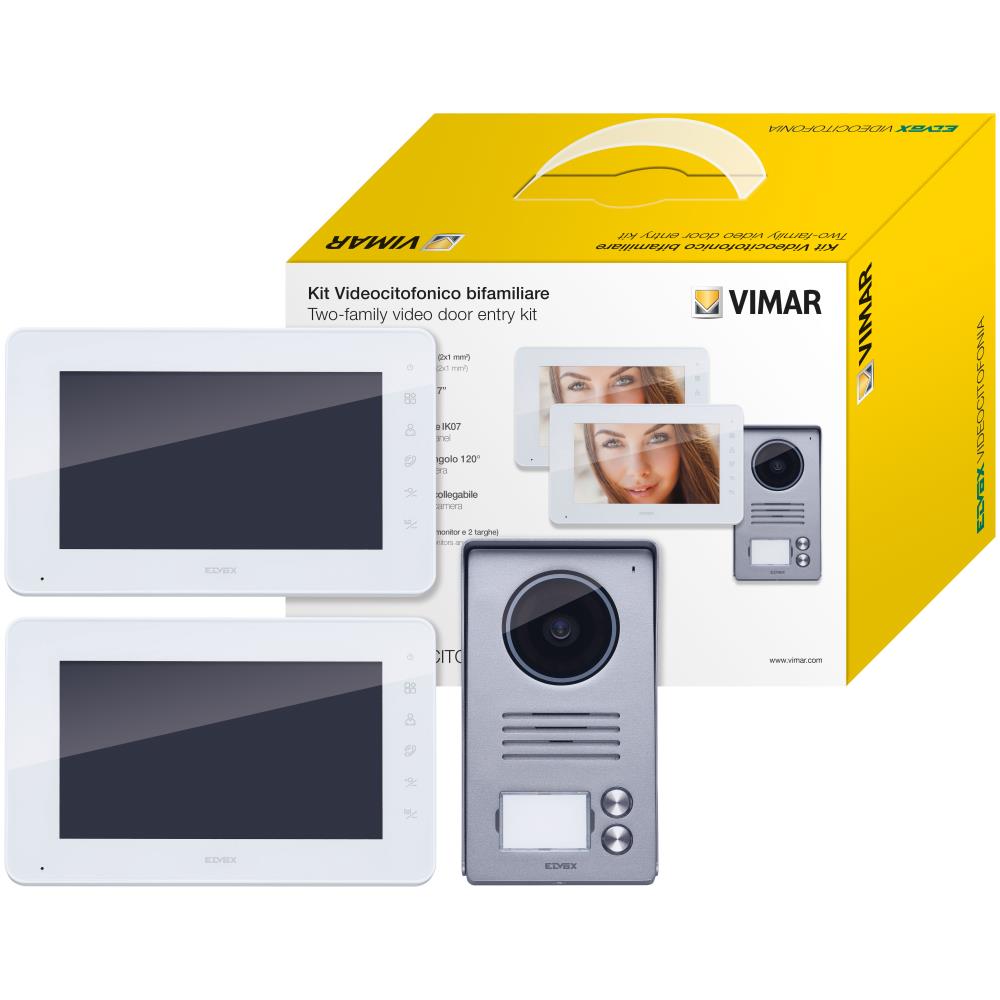 K40931 Двуфамилен видеодомофонен комплект, 7' hands-free LCD дисплей, захр. DIN шина, О.М. Vimar_small