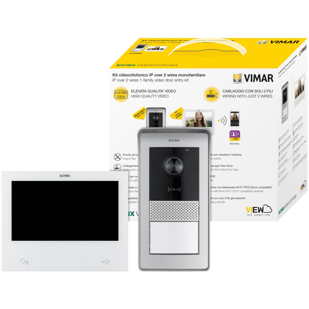 K40980 Еднофамилен видеодомофонен кит 7' IP технология по двупроводна линия. Vimar_small