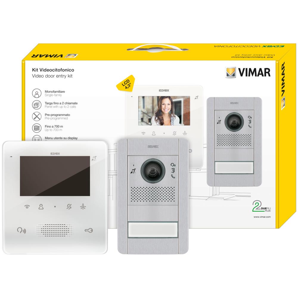 K7559G.01 Еднофамилен видеодомофонен комплект, 4,3" hands-free цветен LCD дисплей, Vimar_small