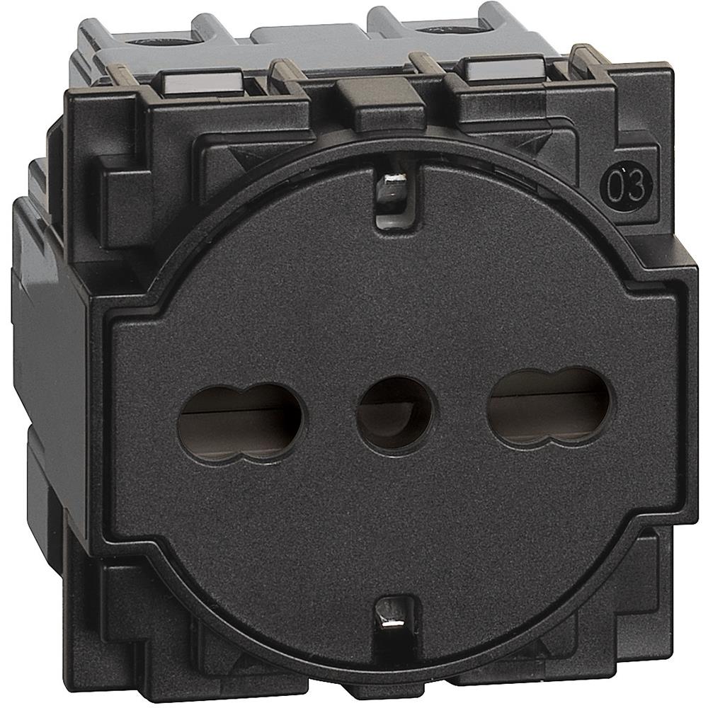 KG4140A16F - Комб. контакт плосък 2P+E 16A 250V,детска з-а,итал./ немски,черен 2M Bticino Living now_small