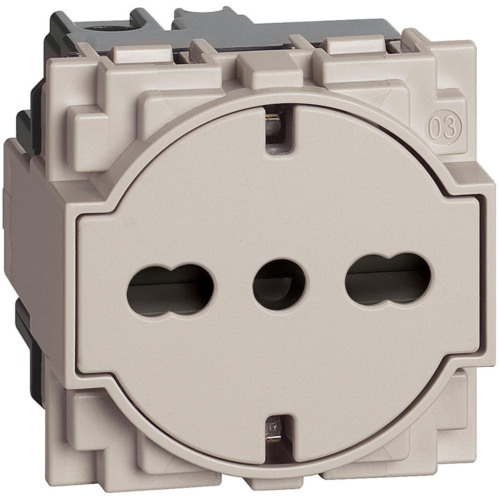 KM4140A16F - Комб. контакт плосък 2P+E 16A 250V,детска з-а,итал./немски,пясък 2M Bticino Living now_small