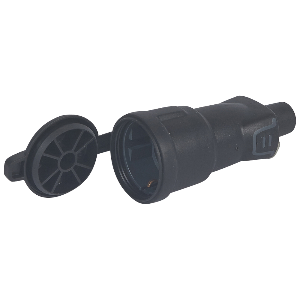 050344 Legrand Куплунг с капак 2Р+Е, IP 44, шуко, гумиран, Черен_small