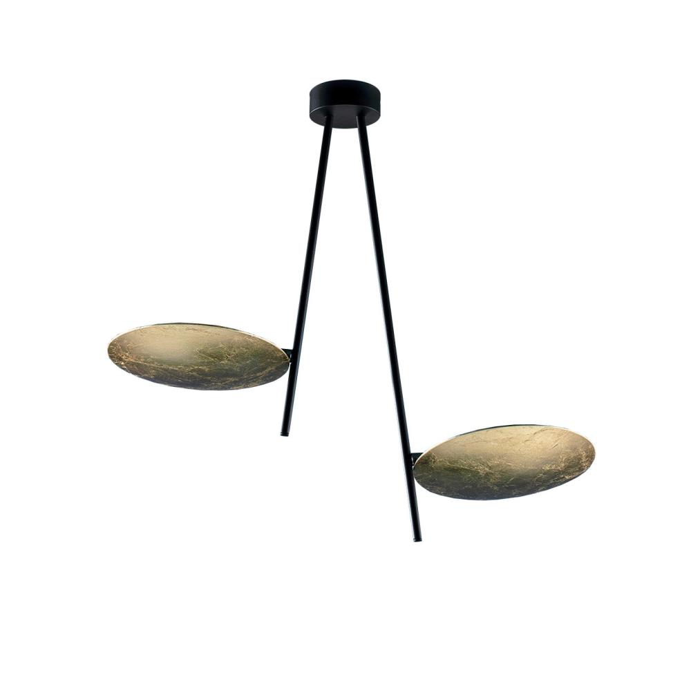 LC23 Плафониера Lederam C2 2x15W LED, gold/black/black, Catellani&Smith