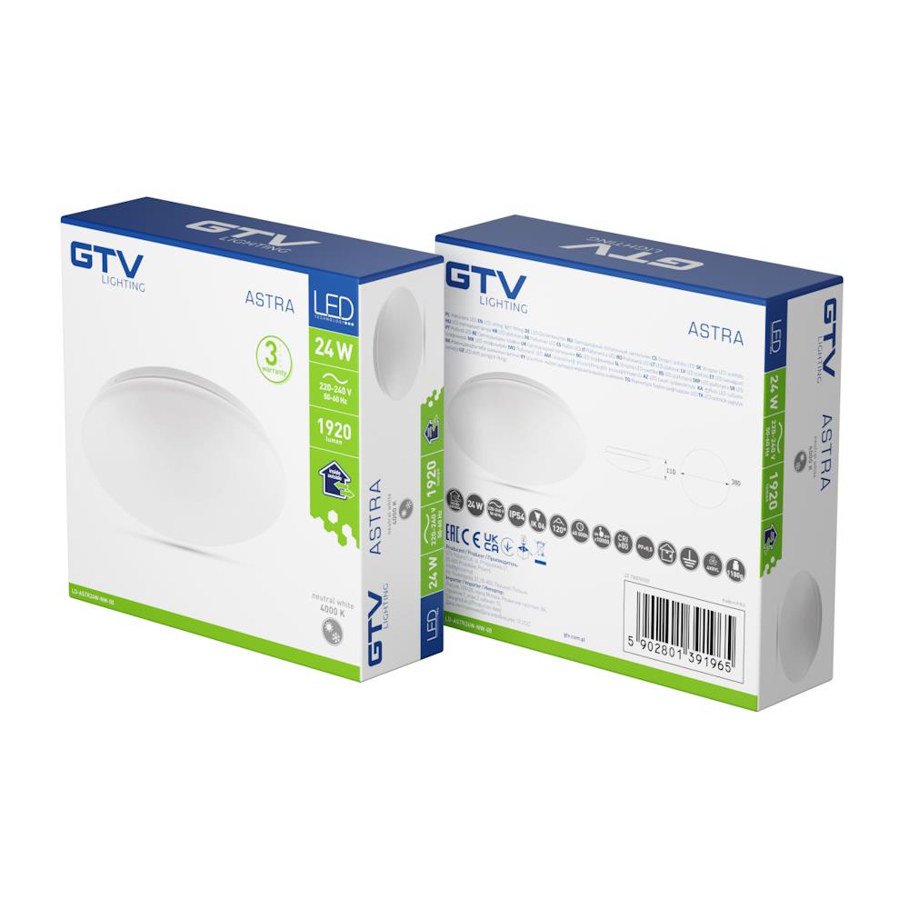 LD-ASTR24W-NW-00 Плафон ASTRA LED, Ø380mm, 4000K, 24W, 1920lm, AC180-250V, 50/60 Hz, PF>0,5 IP54 GTV_small