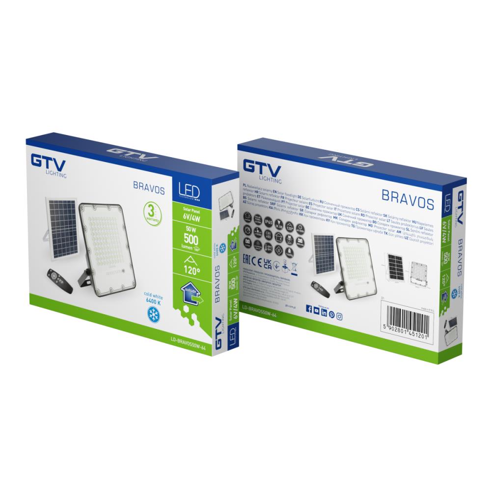 LD-BRAVOS50W-64 Соларен прожектор BRAVOS, 50W, 500lm, 6400K, IP65, 120° GTV_small