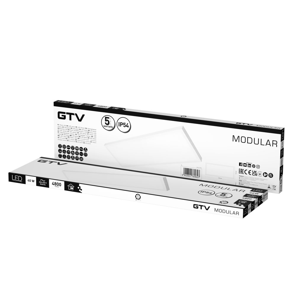 LD-MOD12030-CCT LED панел MODULAR 40W 4800lm CCT 3000/4000К 1195x295mm IP54 GTV_small