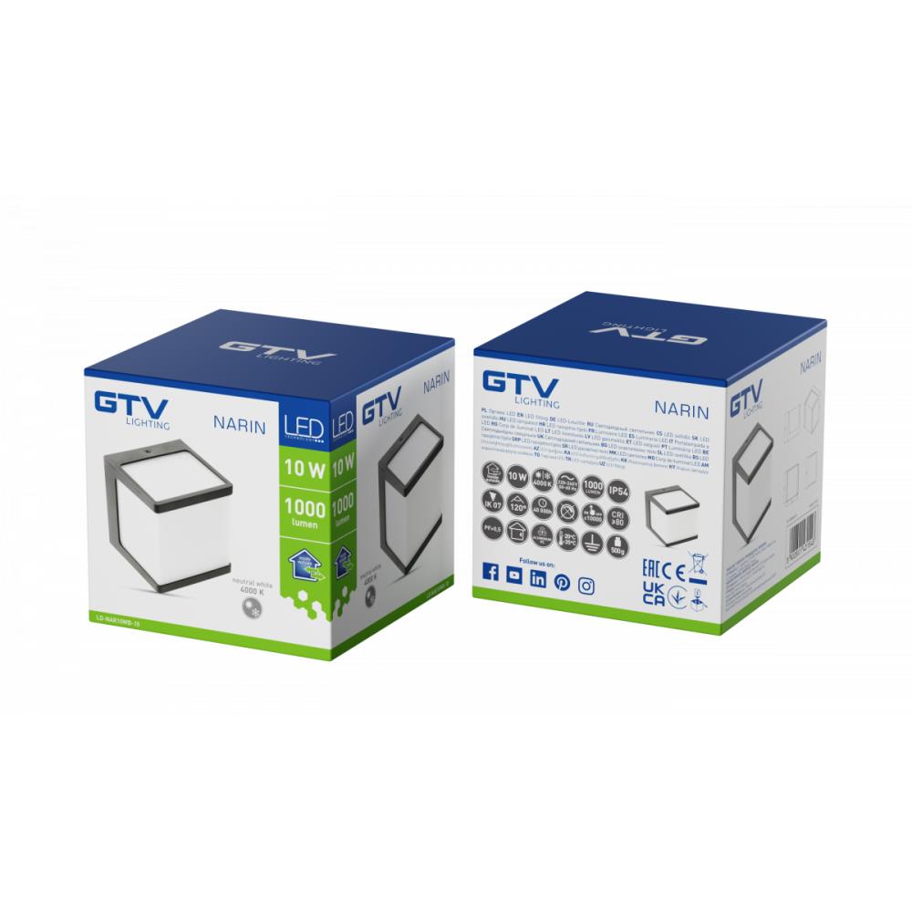 LD-NAR10WB-10 Осветително тяло NARIN, LED 10W, 4000K, 1000lm, AC220-240V, 50/60Hz, черен GTV_small
