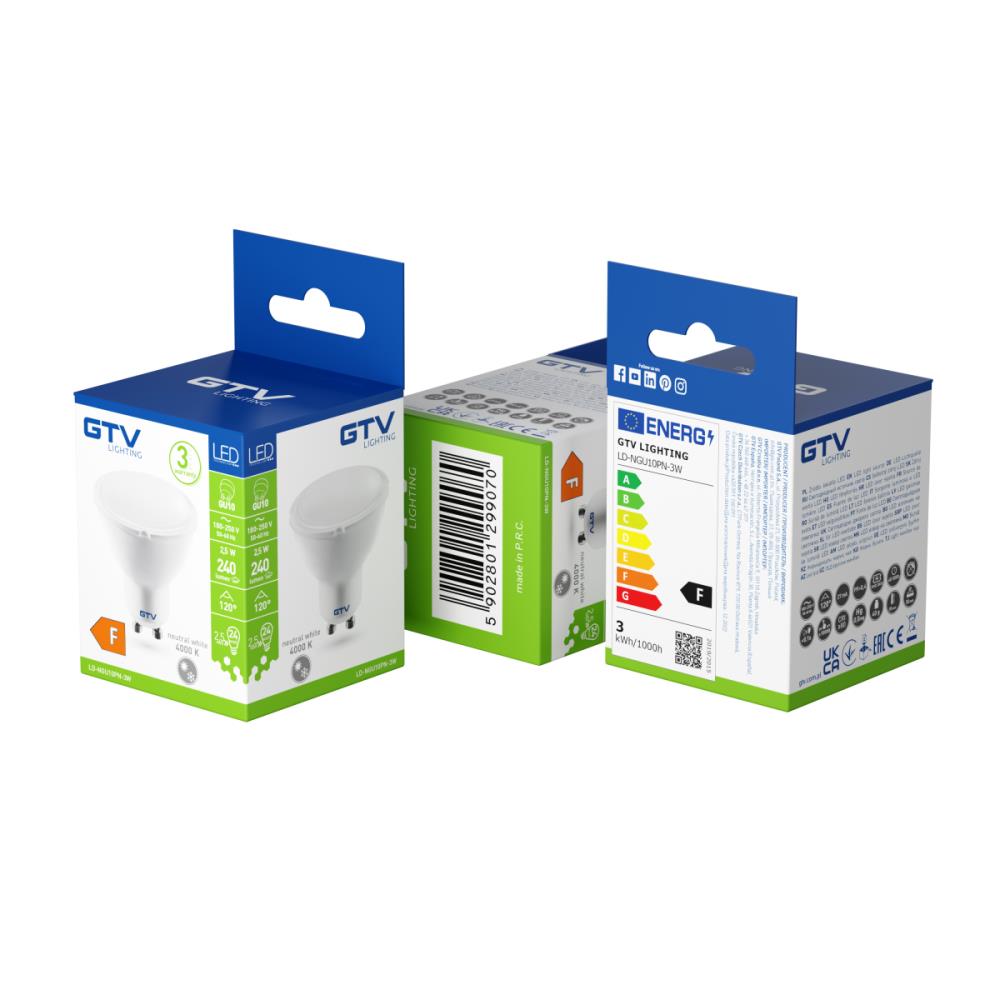 LD-NGU10PN-3W LED лампа 3W, GU10, 4000K, AC220-240V, 220lm, 120° GTV_small