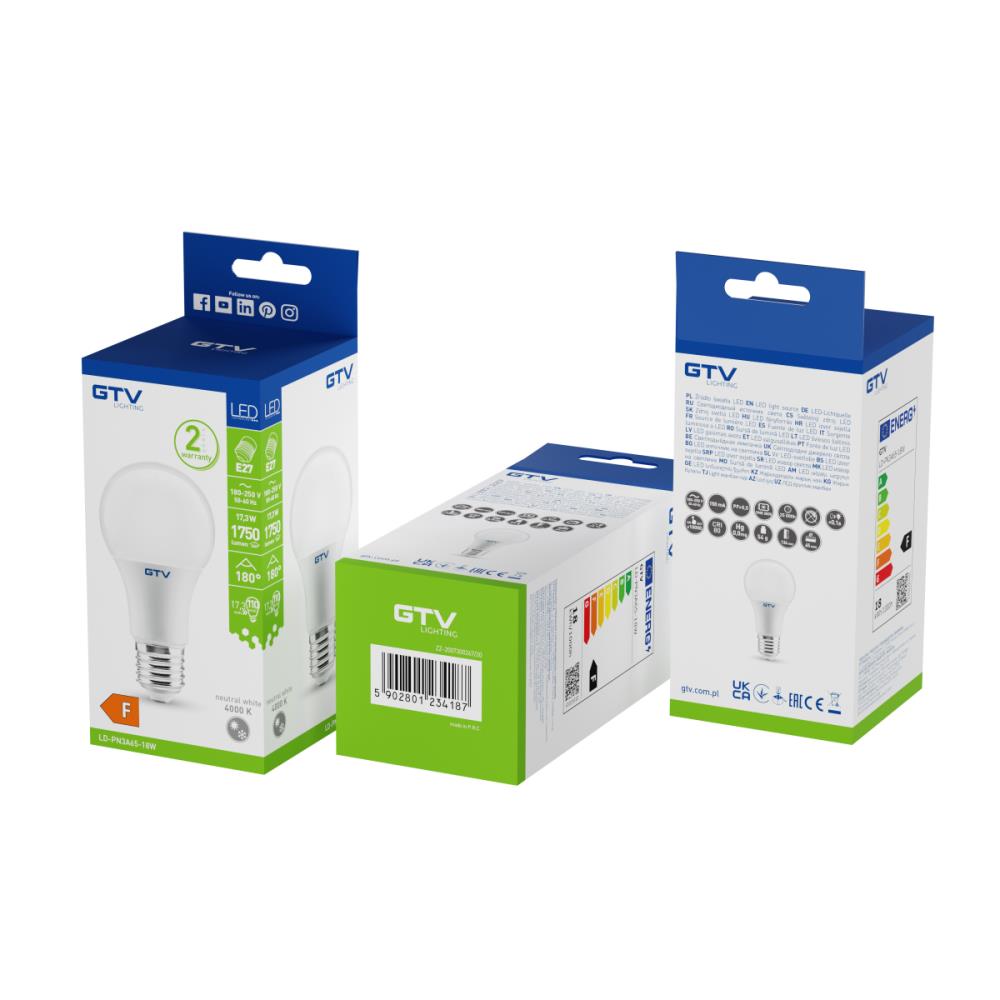 LD-PN3A65-18W LED лампа 18W, A65, E27, 4000K, 1700lm, AC175-265V RA>80, 180°, 1700 lm 157mA GTV_small