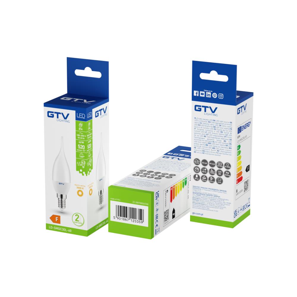 LD-SMGC30L-60 LED лампа 6W, E14, 3000K, AC220-240V, 120°, 470lm GTV_small