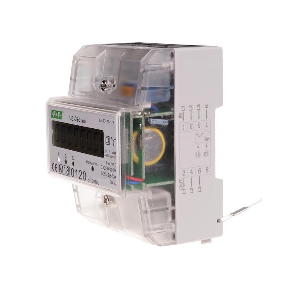 LE-02D Трифазен директен електромер MID, 80A, 230V, 4.5M, F&F_small