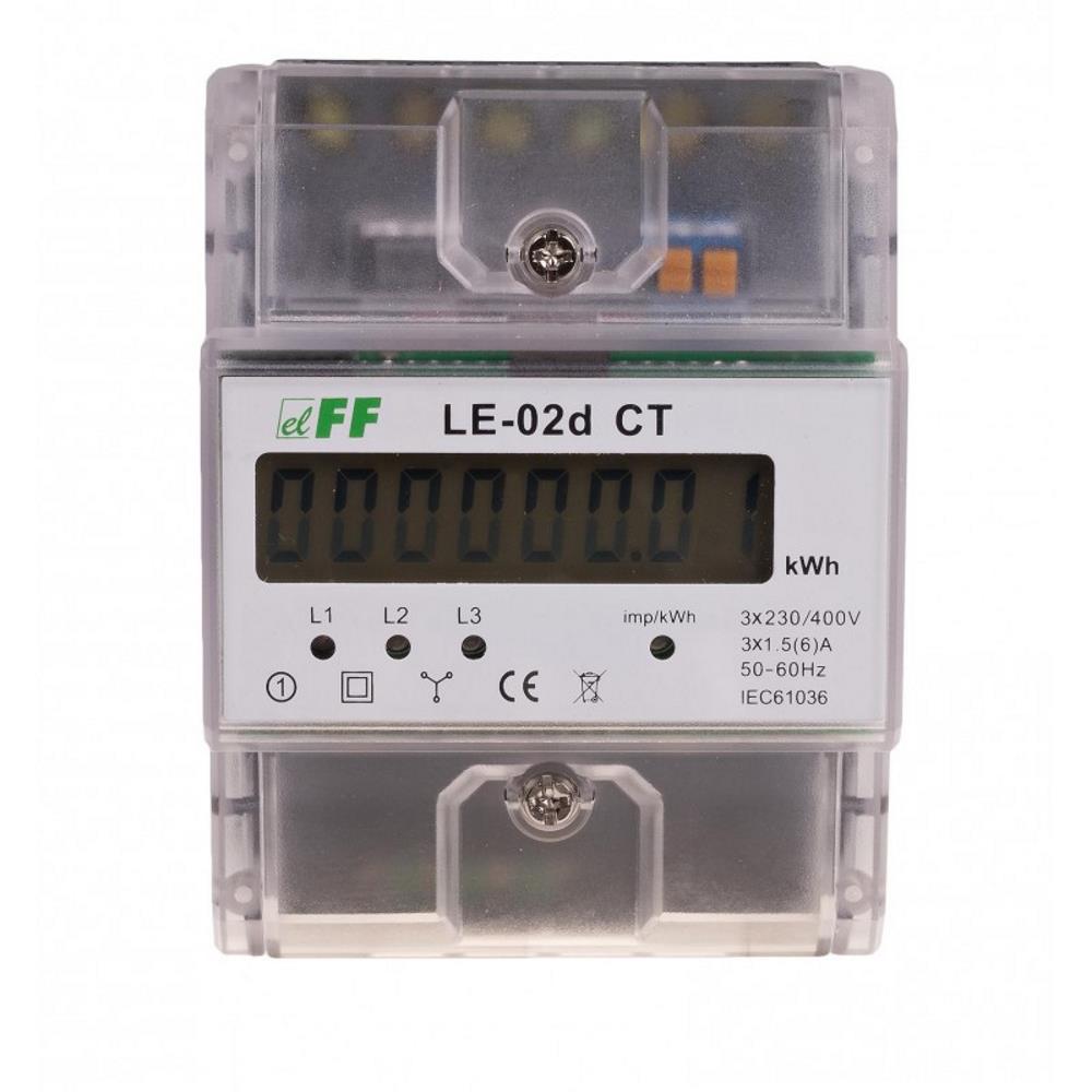 LE-02D CT Eлектромер,трифазен,за токови тр-ри,програмируем CT cl.1,3x230V,400V, 3x5A 50Hz, F&F