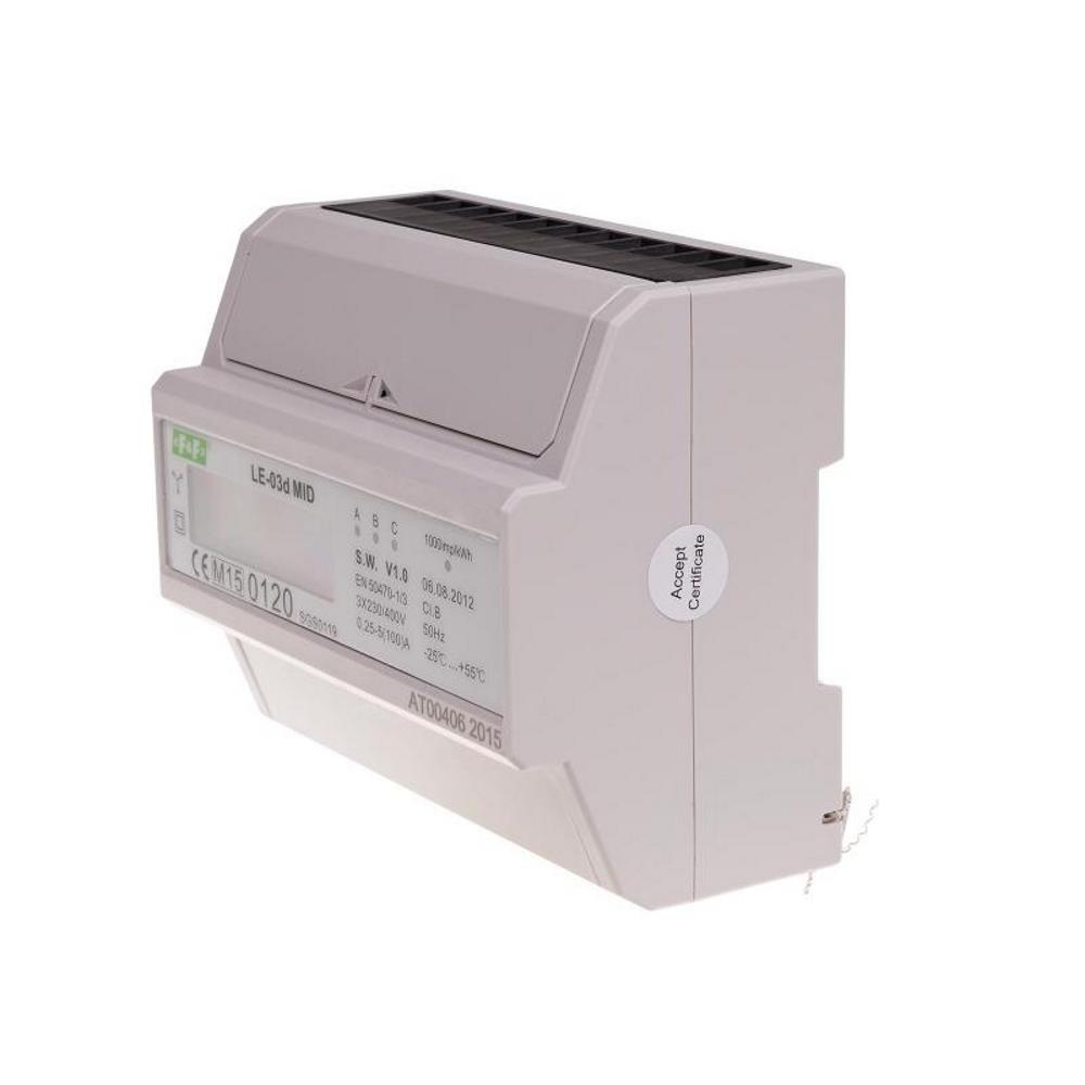LE-03D Електромер трифазен, cl.1, 3x230V, 400V, 3x10(100A) 50Hz, с LCD дисплей, 7М, F&F_small