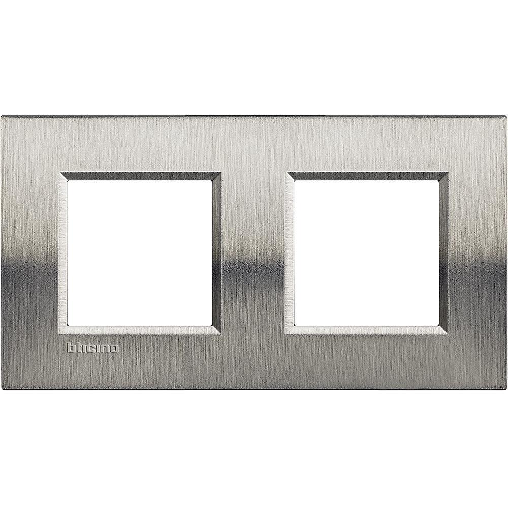 LNA4802M2ACS LL- Рамка 2x2M 71mm Living Light Square Brushed steel Bticino_small