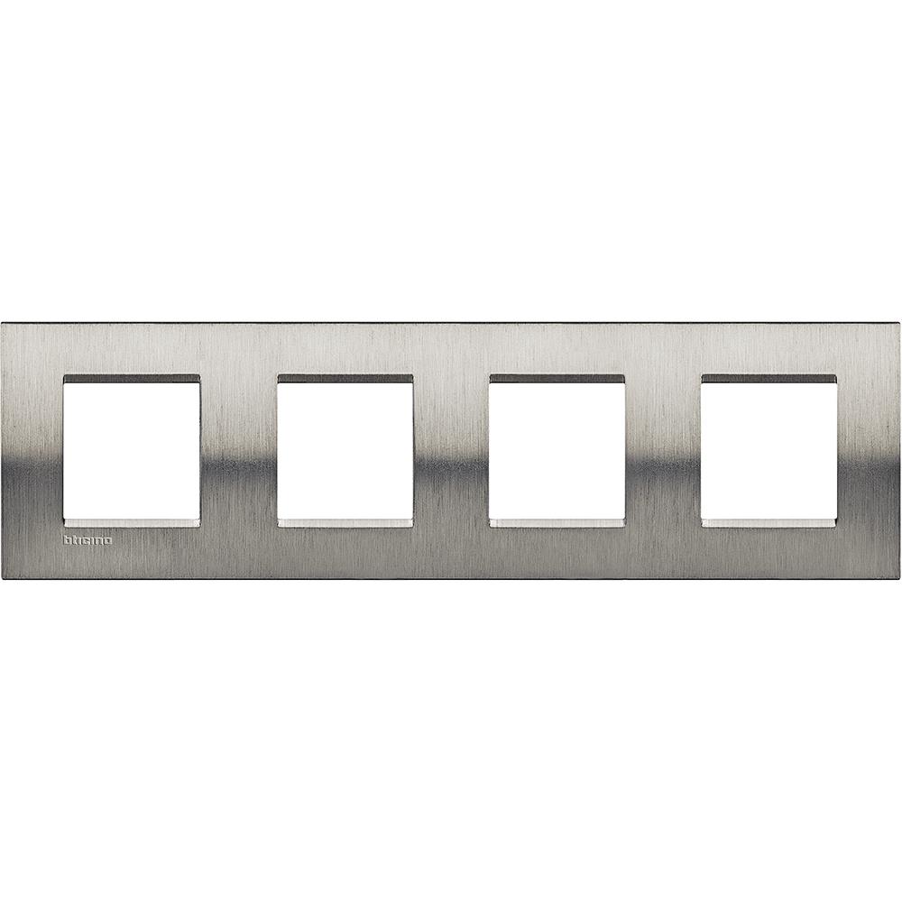 LNA4802M4ACS Рамка 4x2M 71mm Living Light Square Brushed steel Bticino_small