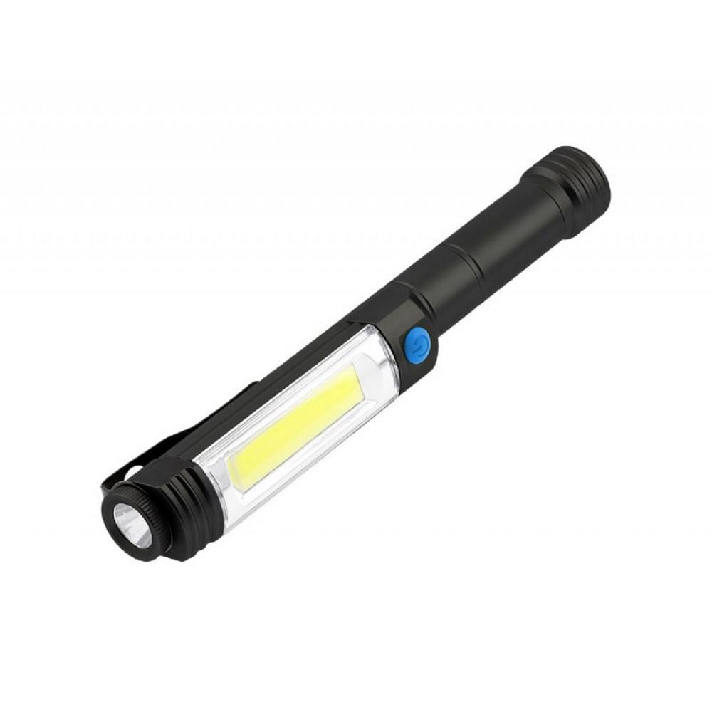 LT-LB6WT2-60 LED фенерче 6W, 6400K, 400 lm, IP44, 3 режима, 3xAAA1.5V, магнит, 2xLED, Al, черен GTV