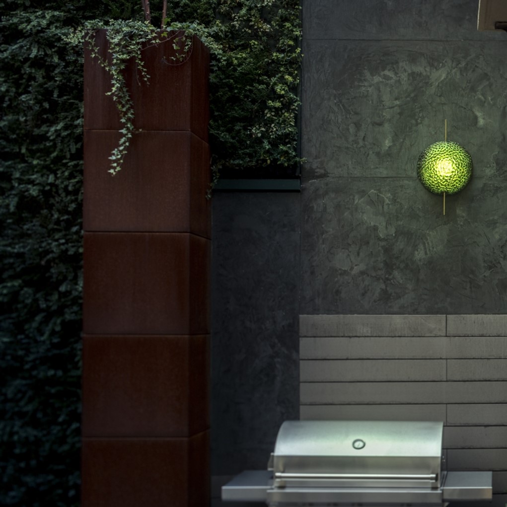 MD3P Аплик Medousê W, LED 1x15W 2700K, Ø30см, IP64, green/brass details, Catellani&Smith_small