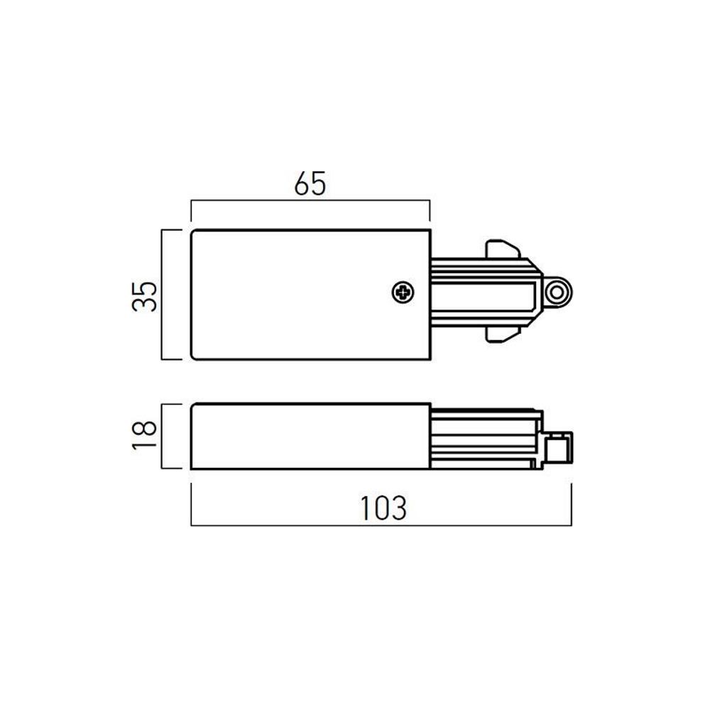 MT1005 BK Дясно захранване за една верига MINITRACK 1c RIGHT-HAND POWER SUPPLY BK Arelux_small