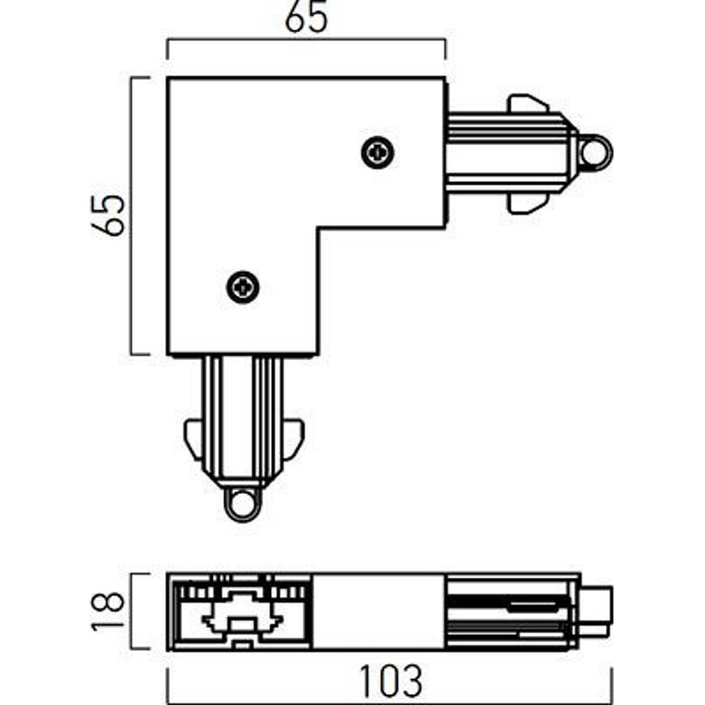 MT1007 BK L свързващ елемент дясно захранване MINITRACK 1c BK Arelux_small