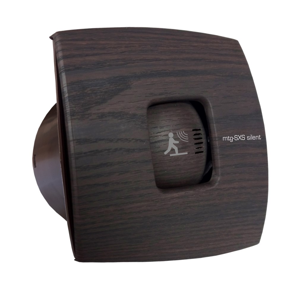 402055 Вентилатор за баня A100SXS-S, MW сензор, клапа, фланец, 230V/50Hz, тъмно дърво, MTG