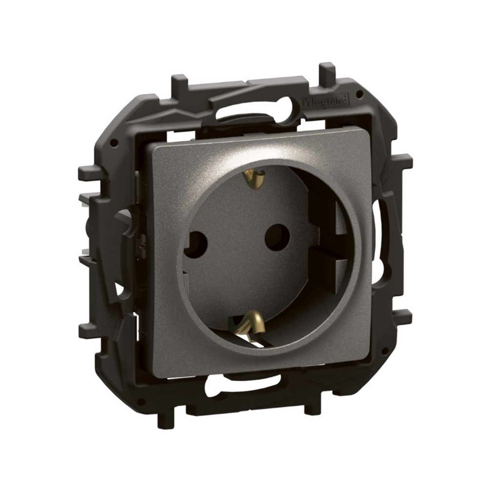 NP3122MG Контакт Schuko Niloe NEW, 2P+E винт. клеми, детска защита, сив, Legrand_small