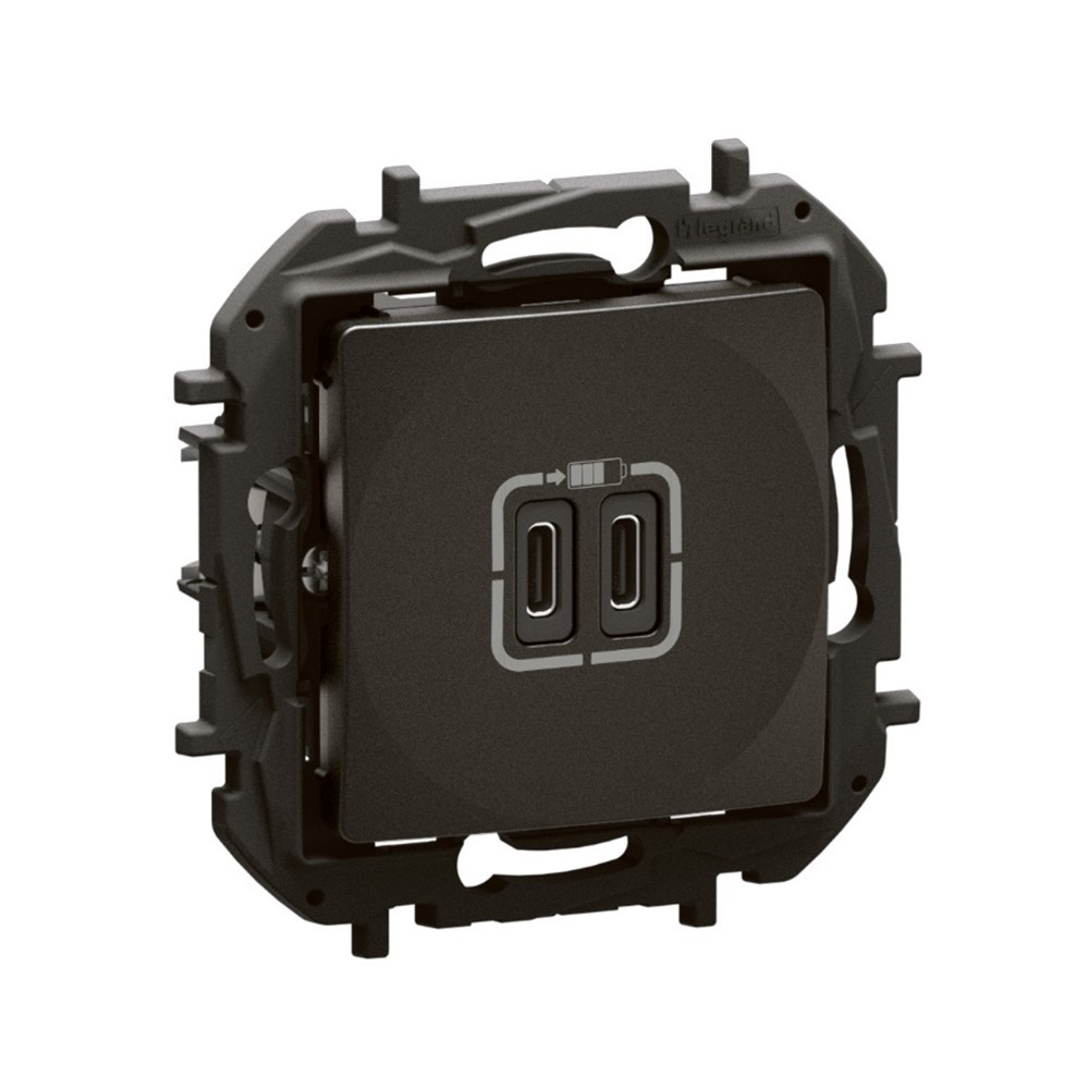 NP3404BK Контакт 2xUSB Niloe NEW, C+C, 15W 3A, бързо зареждане, черен, Legrand