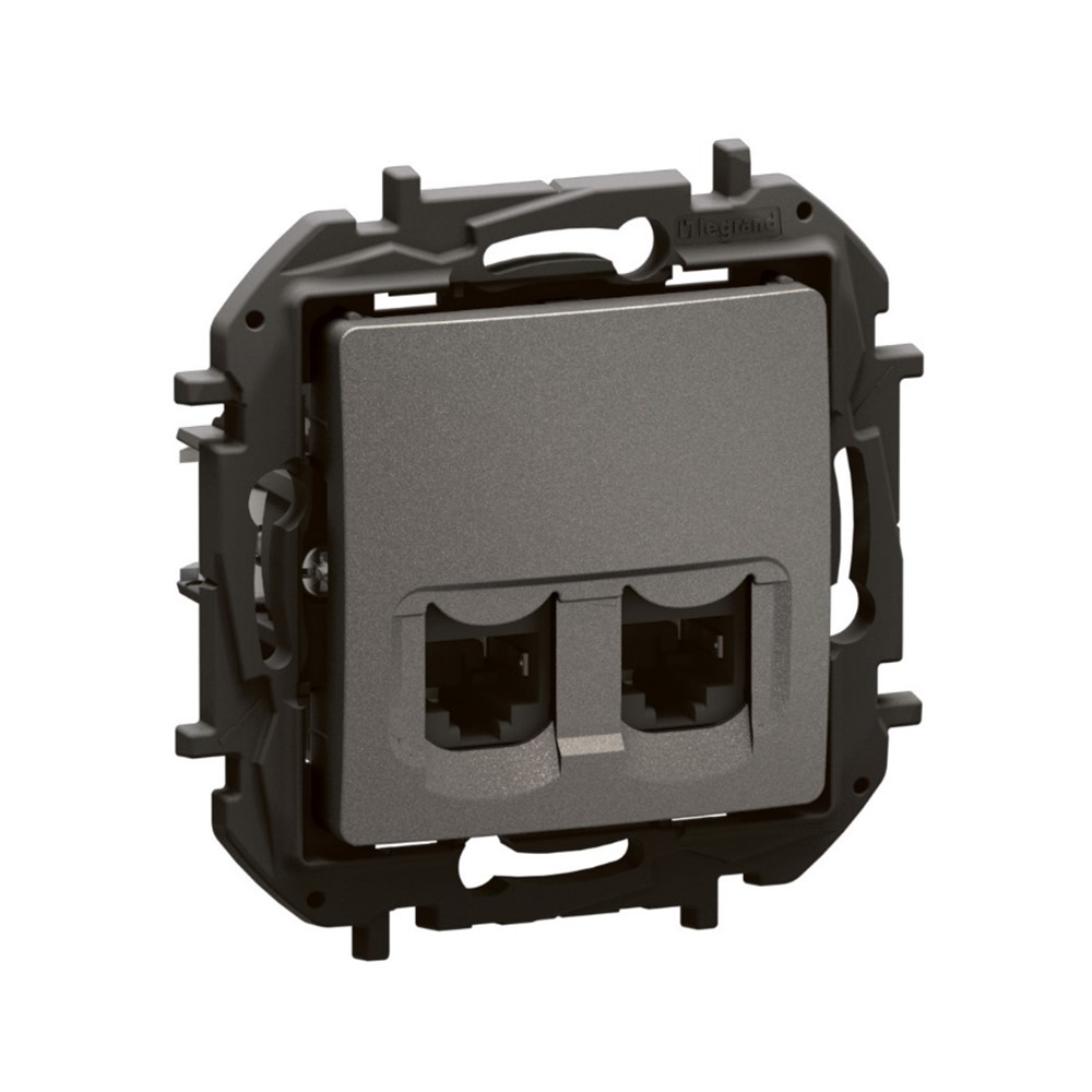 NP4335MG Двойна розетка RJ45 Niloe NEW, cat.6a STP, сив, Legrand