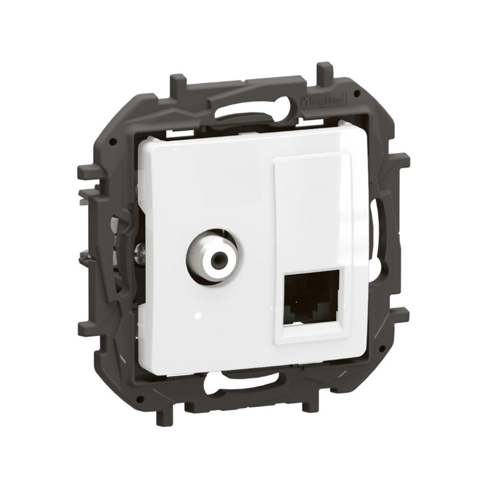 NP493WH TV розетка Niloe NEW, F-конектор + RJ45 cat.6 UTP, бял, Legrand_small