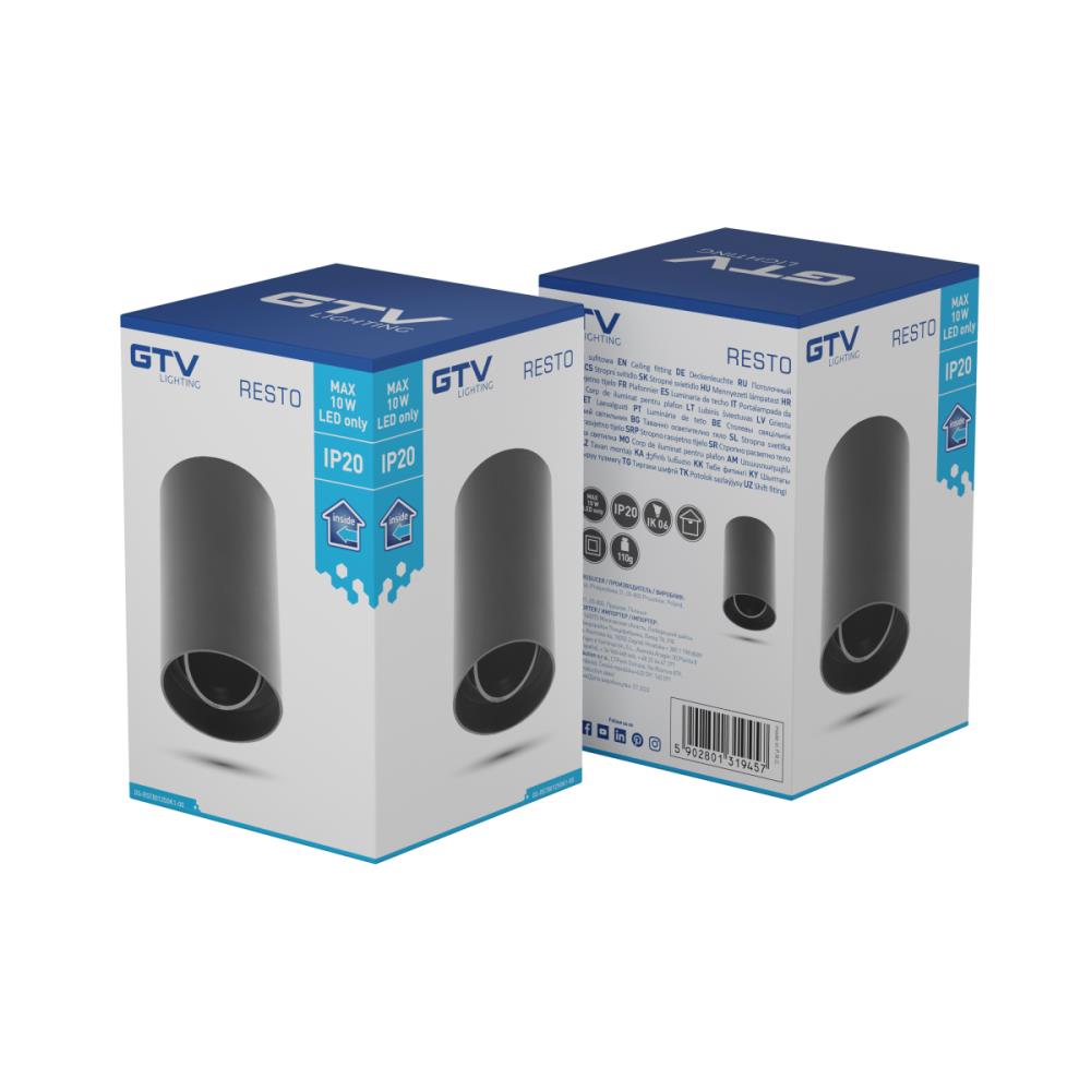 OS-RST80125OK1-00 Луна открит монтаж RESTO, PC, φ80x125mm, IP20, max 20W, round,черен GTV_small