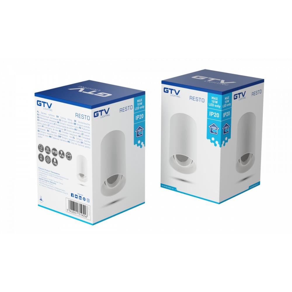 OS-RST80125OK1-10 Луна открит монтаж RESTO, PC, φ80x125mm, IP20, max 20W, round, бял GTV_small