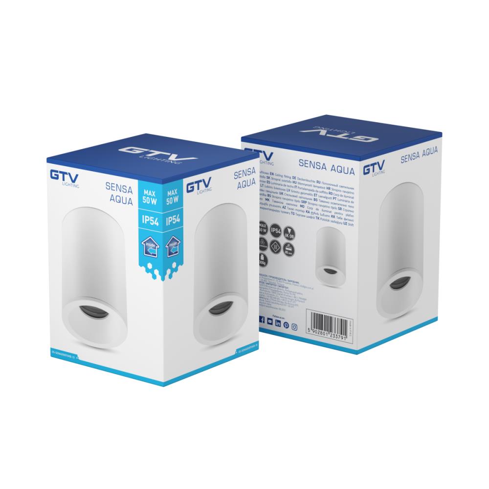 OS-SENAQ5087OKB-10 Луна открит монтаж SENSA AQUA, aluminium, 85x115, IP54, max 50W, бял GTV_small