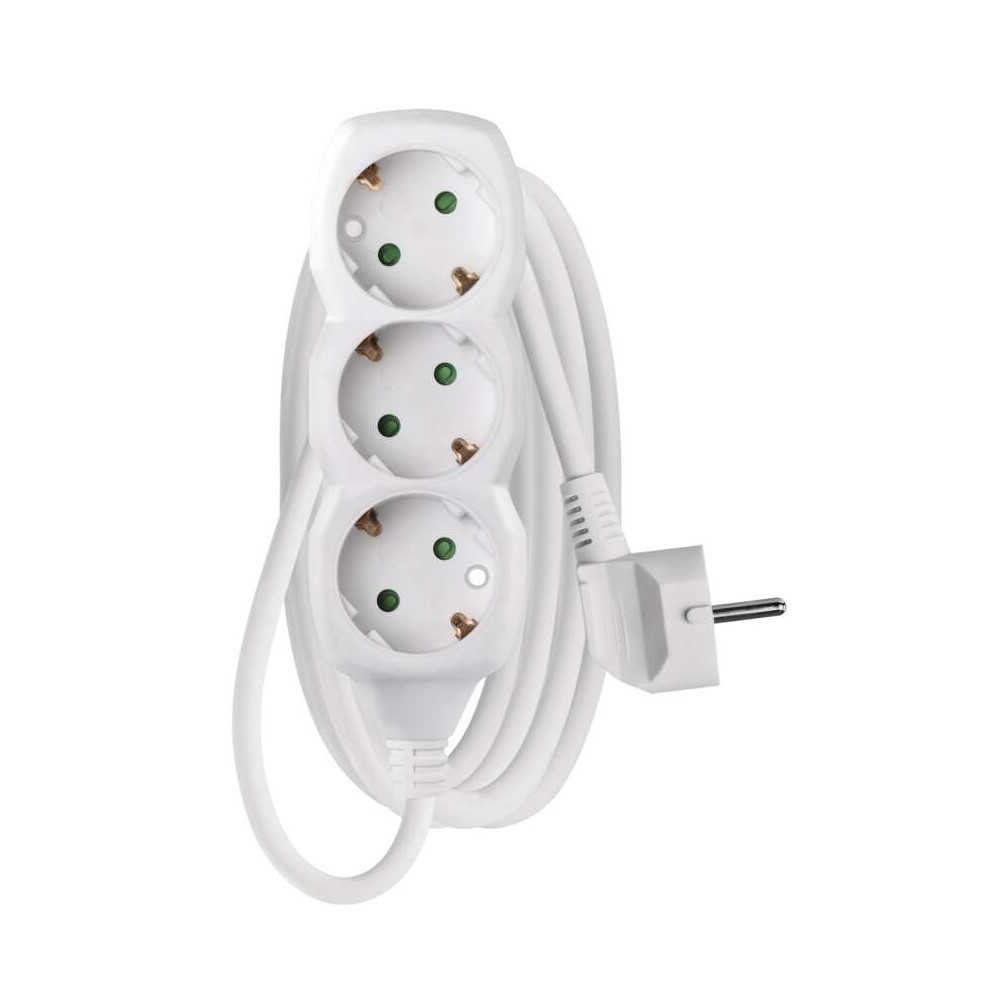 P0322 Разклонител 3×2P+E Schuko, кабел 2 м/1,5мм², бял, Emos_small