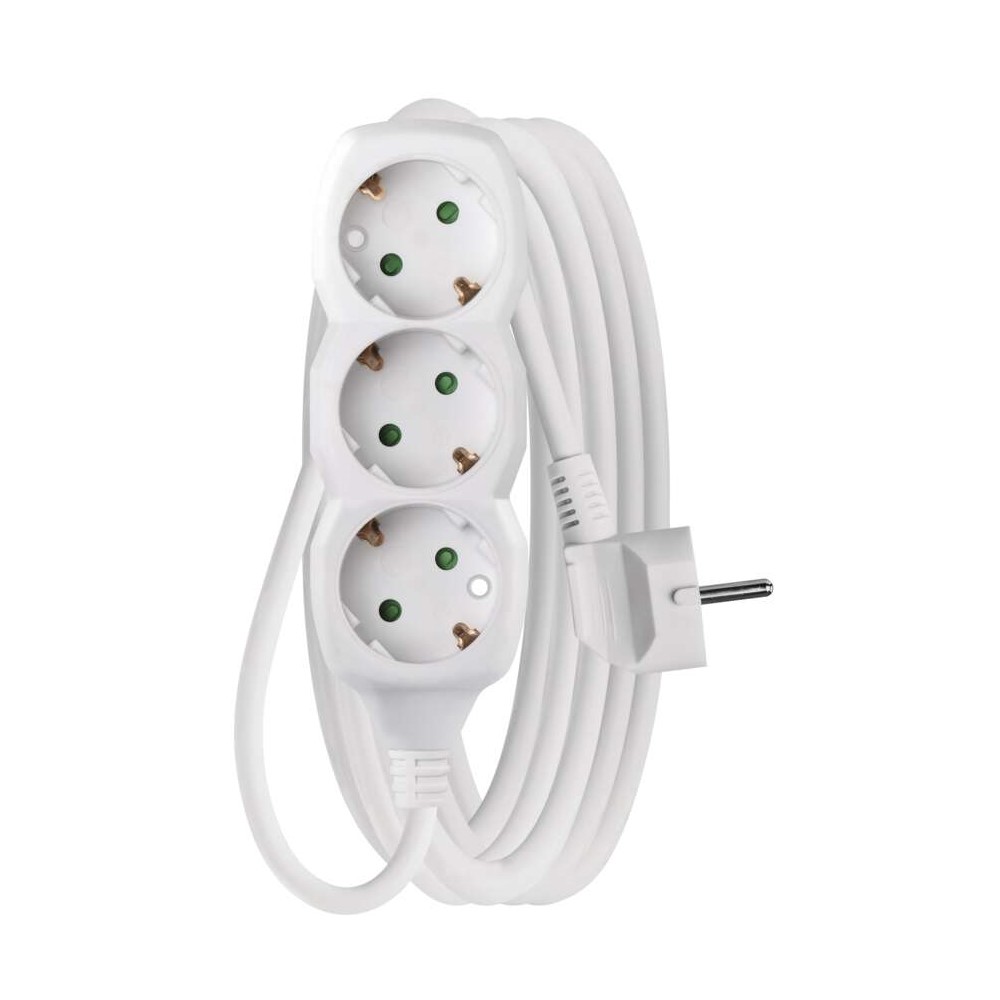 P0325R Разклонител 3×2P+E Schuko, кабел 5 м/1,5мм², бял, Emos