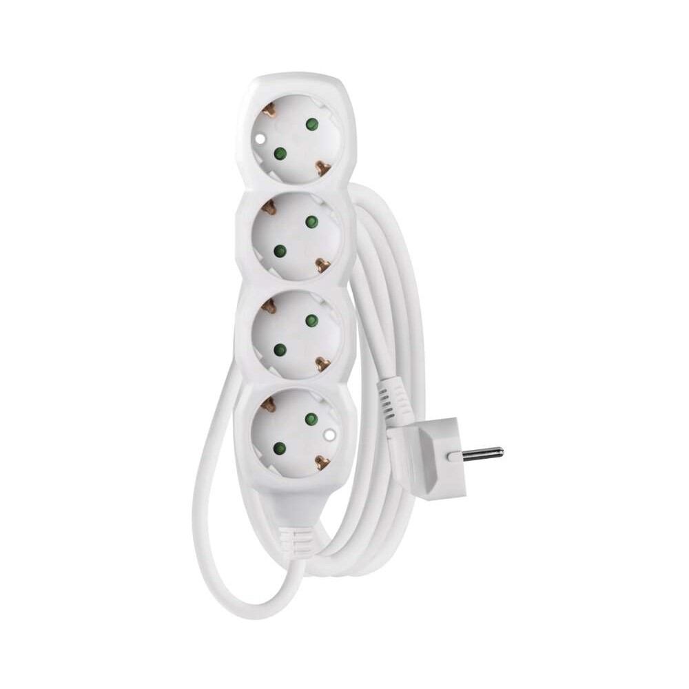 P0423R Разклонител 4×2P+E Schuko, кабел 3 м/1,5мм², бял, Emos