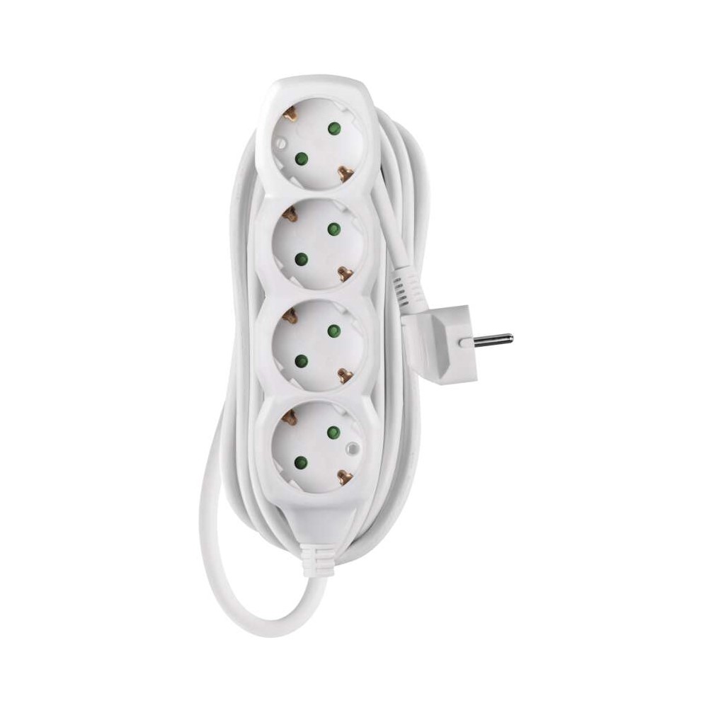 P0425R Разклонител 4×2P+E Schuko, кабел 5 м/1,5мм², бял, Emos