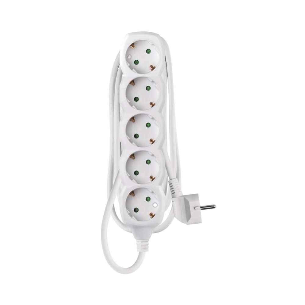 P0521 Разклонител 5×2P+E Schuko, кабел 1,5 м/1мм², бял, Emos