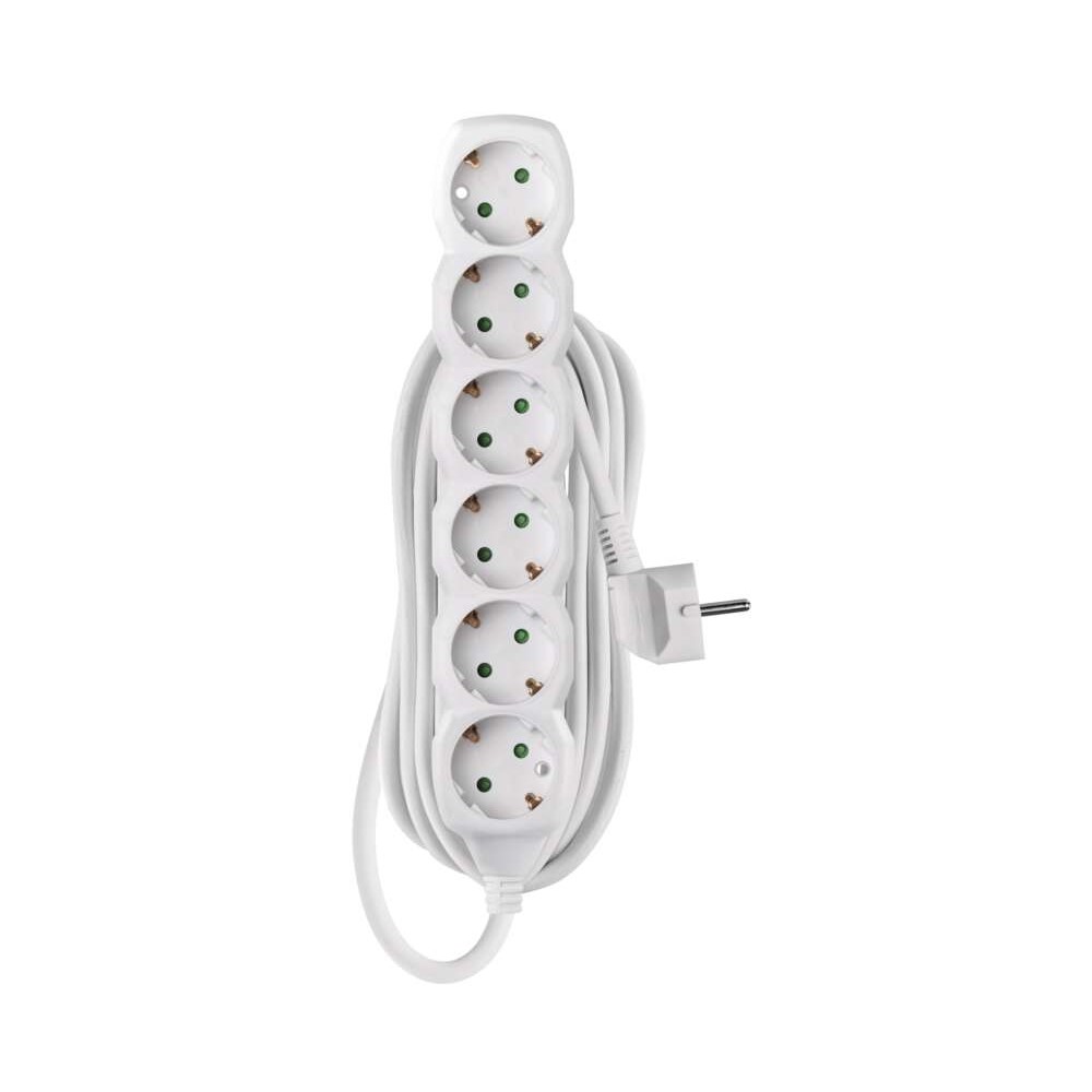 P0625R Разклонител 6×2P+E Schuko, кабел 5 м/1,5мм², бял, Emos