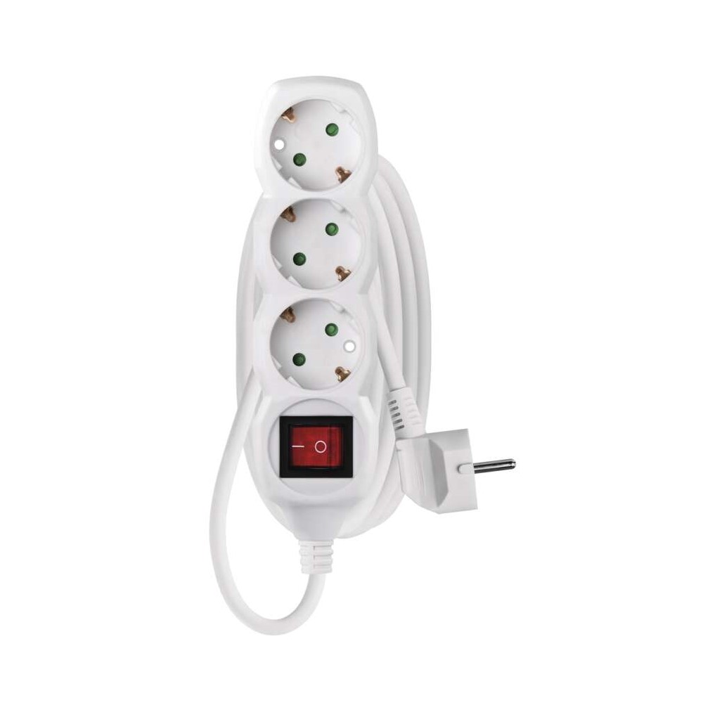 P1321R Разклонител 3×2P+E Schuko, с ключ, кабел 1,5 м/1,5мм², бял, Emos_small