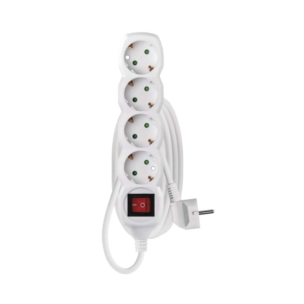P1421 Разклонител 4×2P+E Schuko, с ключ, кабел 1,4 м/1мм², бял, Emos