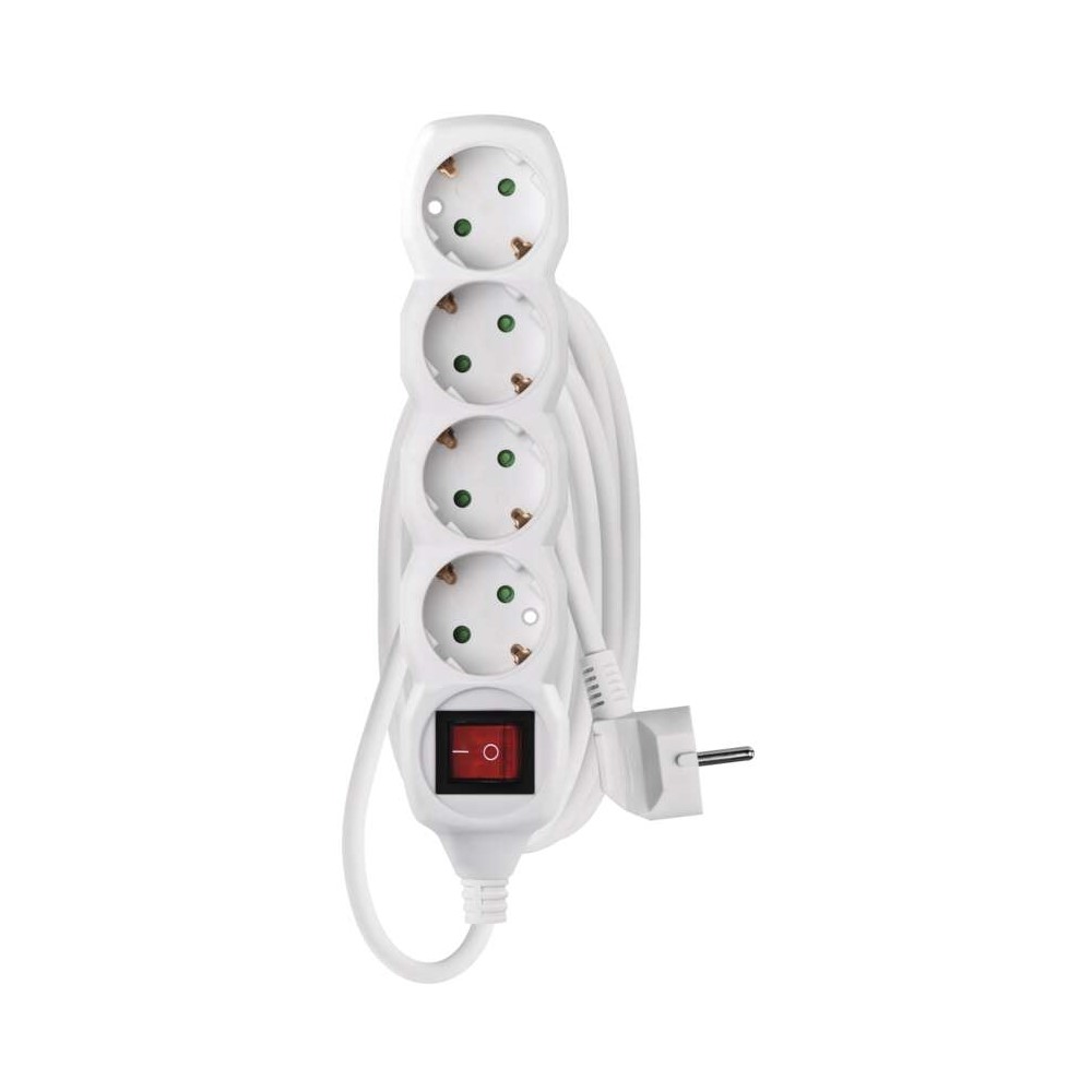 P1423R Разклонител 4×2P+E Schuko, с ключ, кабел 3 м/1,5мм², бял, Emos_small
