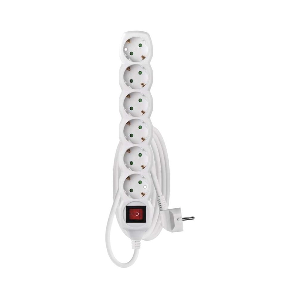 P1621R Разклонител 6×2P+E Schuko, кабел 1,5 м/1,5мм², бял, Emos