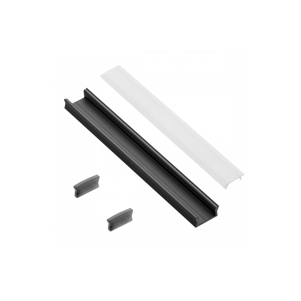 PA-ZGLAXMNKOMZ-20M Комплект GLAX MINI профил 2м + капак + 2 крайни капачки черен GTV