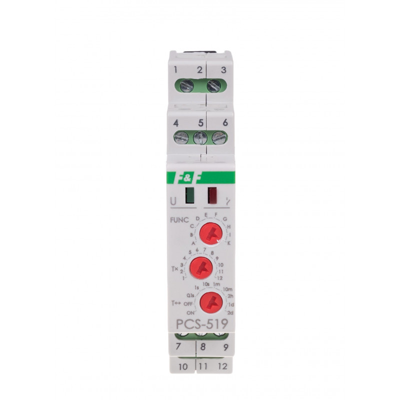 PCS-519DUO Мултифункционално времево реле DIN 1M, 2x 8A, LED green, F&F_small