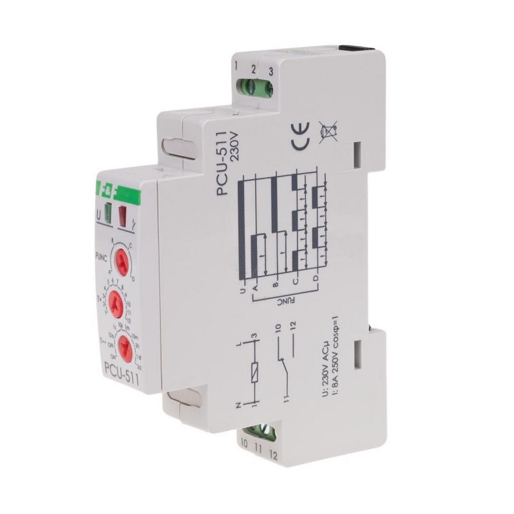PCU-511 Мултифункционално времево реле, контакти:1C/O , I=10A, 1 модул, U=230V F&F_small