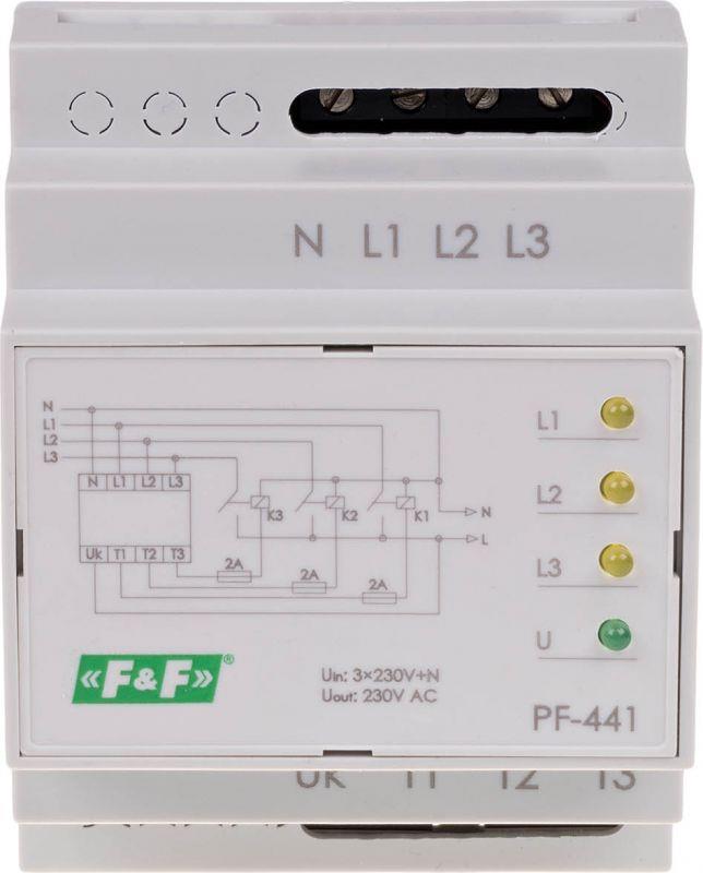 PF-441 Автоматичен фазов превключвател, 3 x 230V+N, 16A, бял, F&F_small