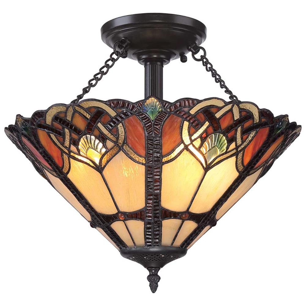 QZ-CAMBRIDGE-SF - Light Large Semi Flush Mount - Полилей Tiffany, Elstead Lighting_small
