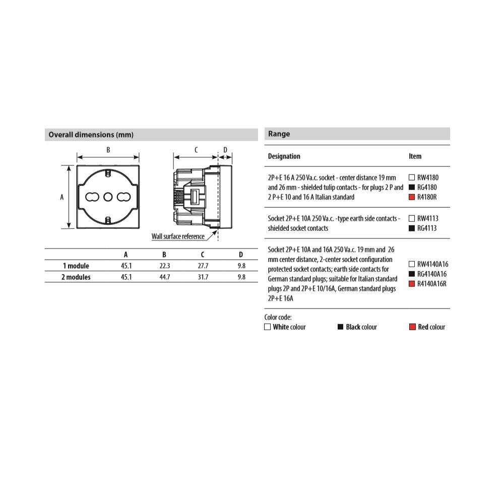 RG4140A16 Комбиниран контакт 2P+E 16A 250V,детска з-а,2M,италиански/ немски стандарт,Bticino Classia_small